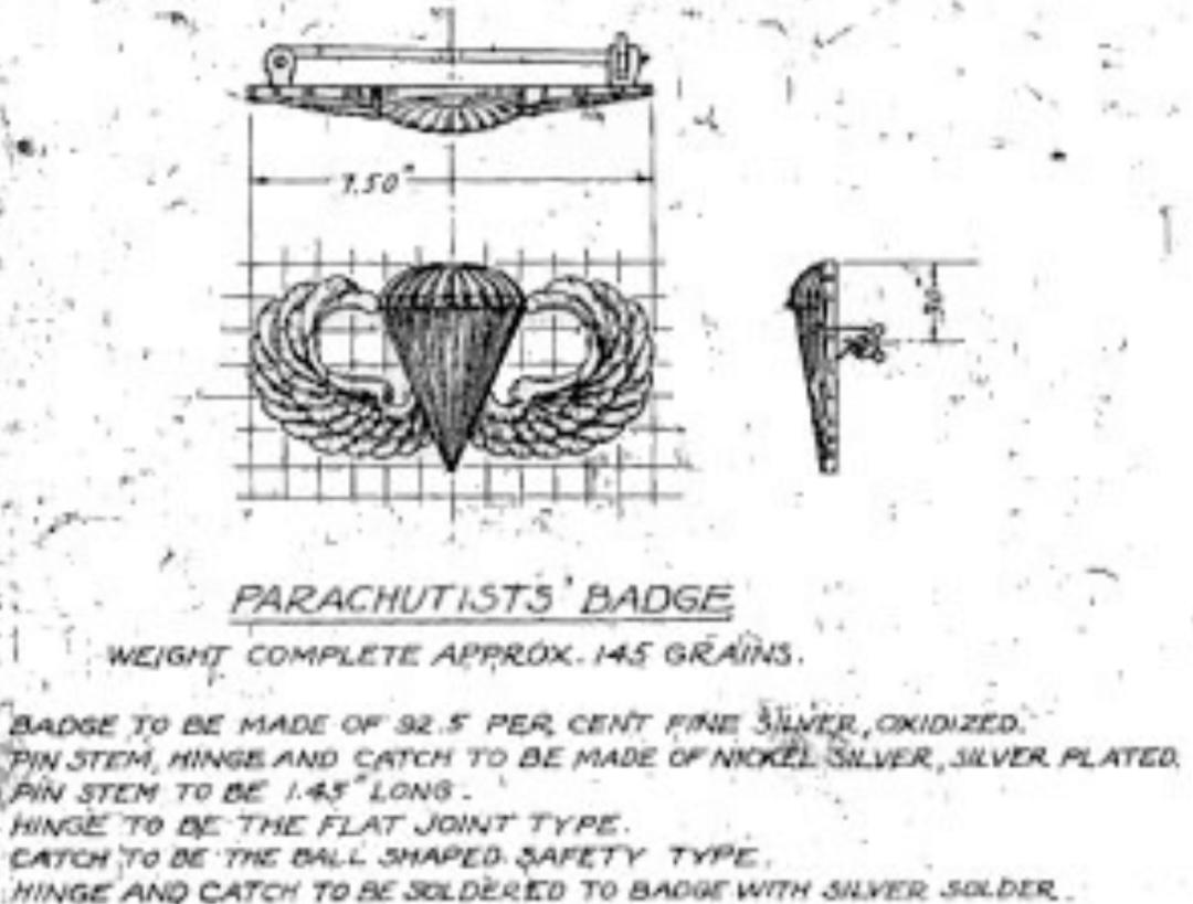 Us parachute airborne wings badge military 