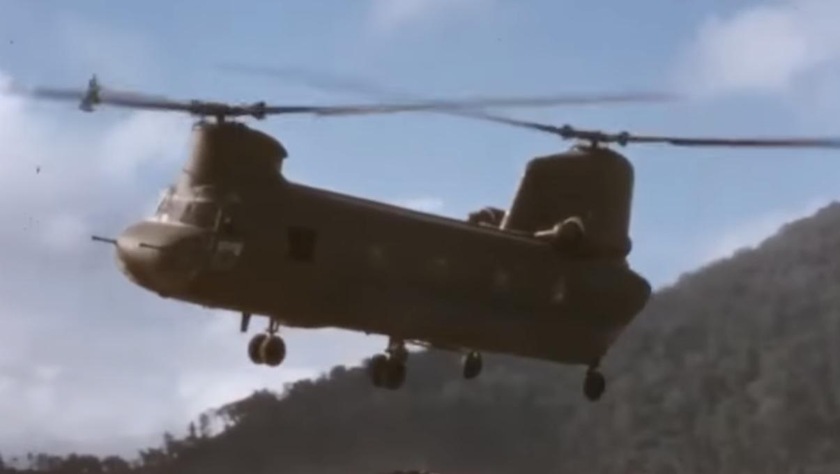 Chinook battle ship helicopter 
