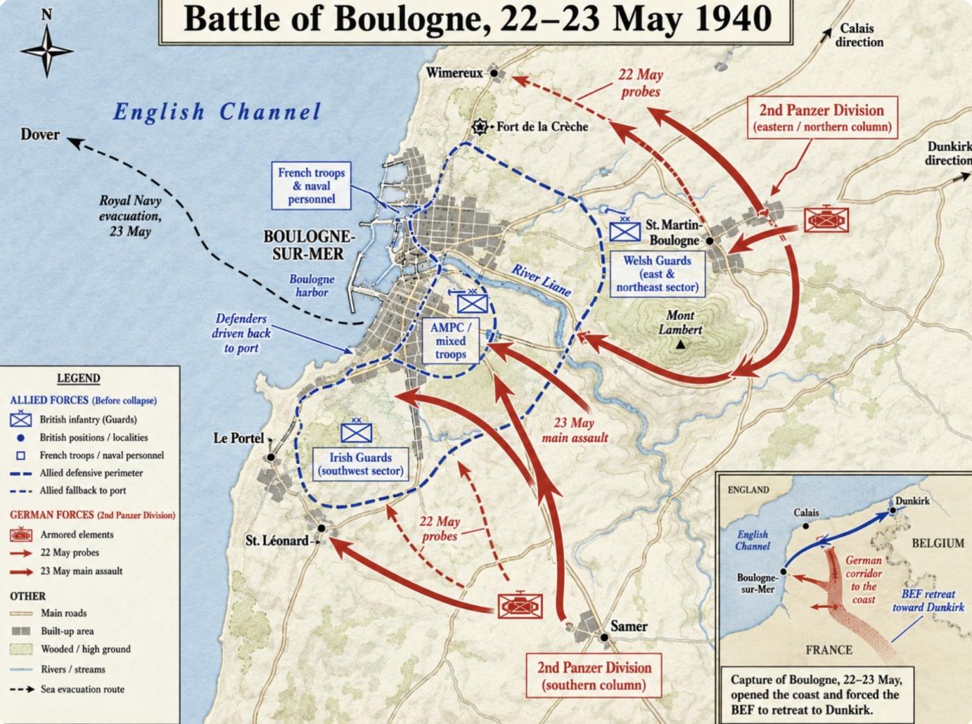 Map of Boulogne battle 