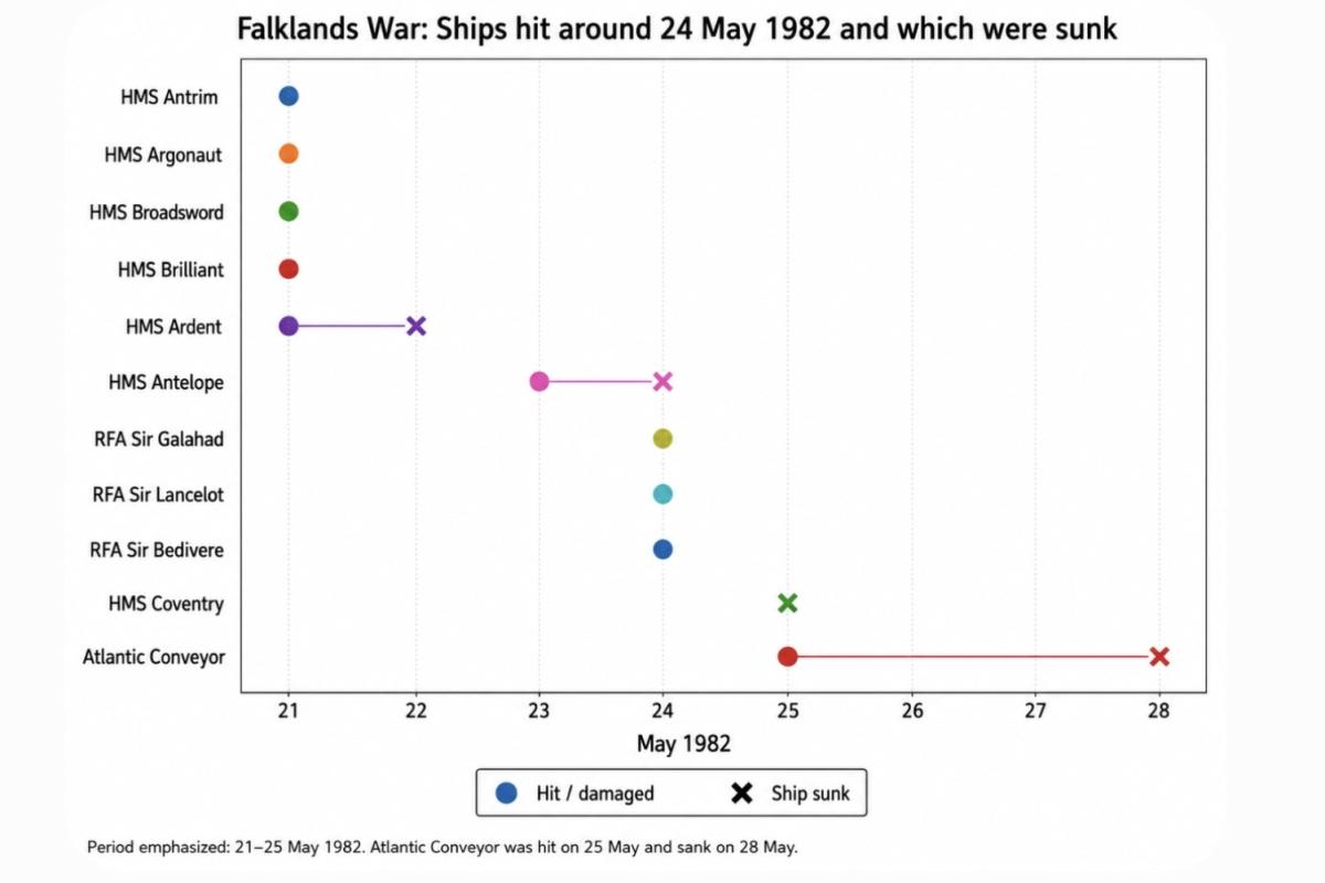 Falkland war ship graph losses 