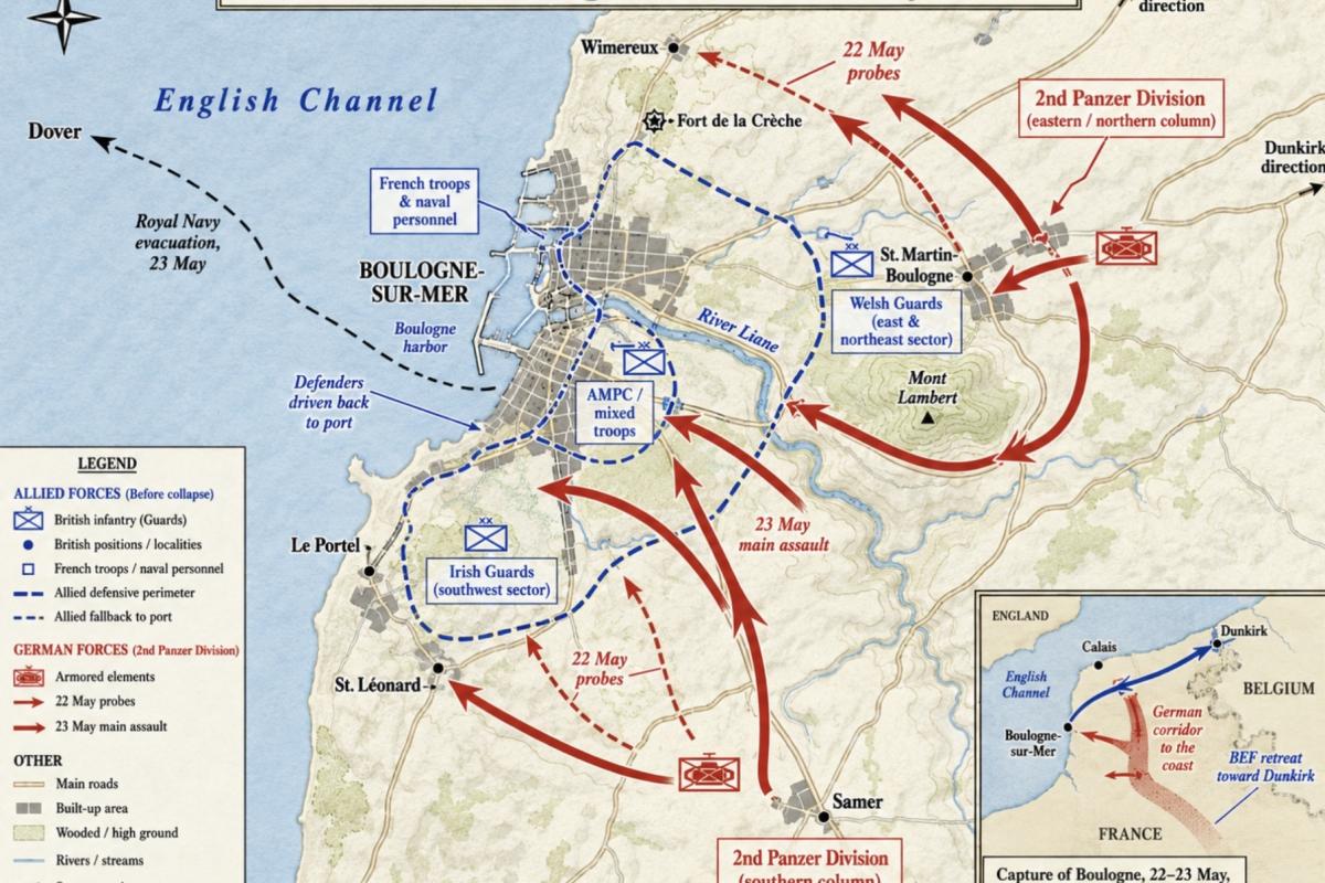 Map of Boulogne battle 